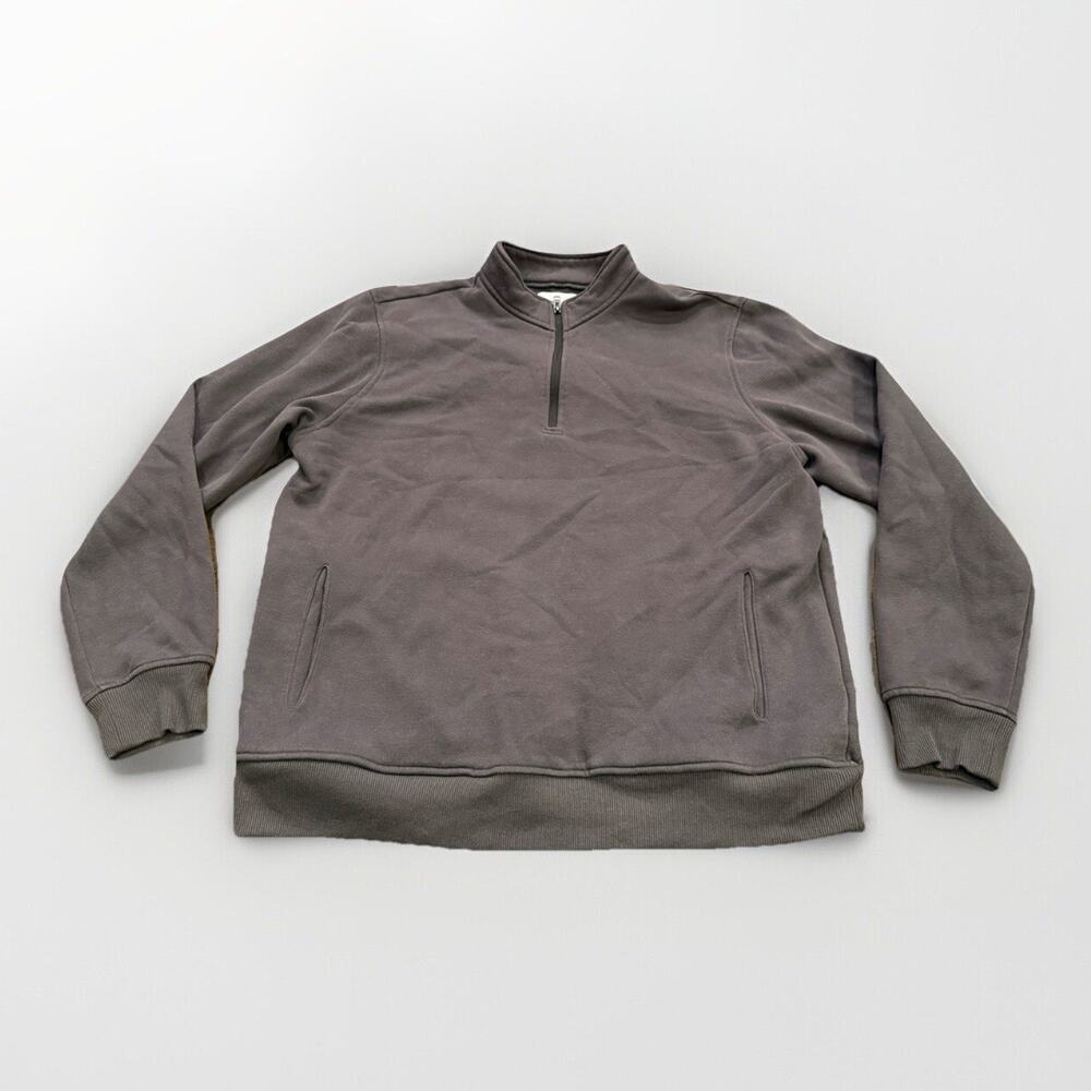 Melrose Place Mens Gray Iron Montana Quarter Zip Sweatshirt Size L LARGE